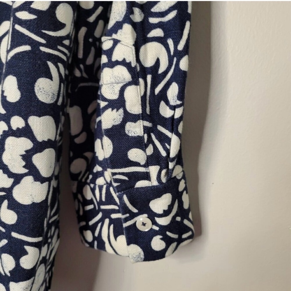 Company Ellen Tracy 100% Linen Navy and White Jacket Top - Picture 6 of 7